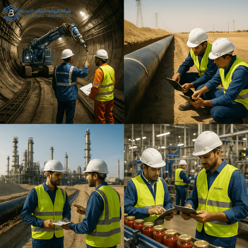 Blue Links logistics hub in Saudi Arabia managing industrial shipments efficiently.