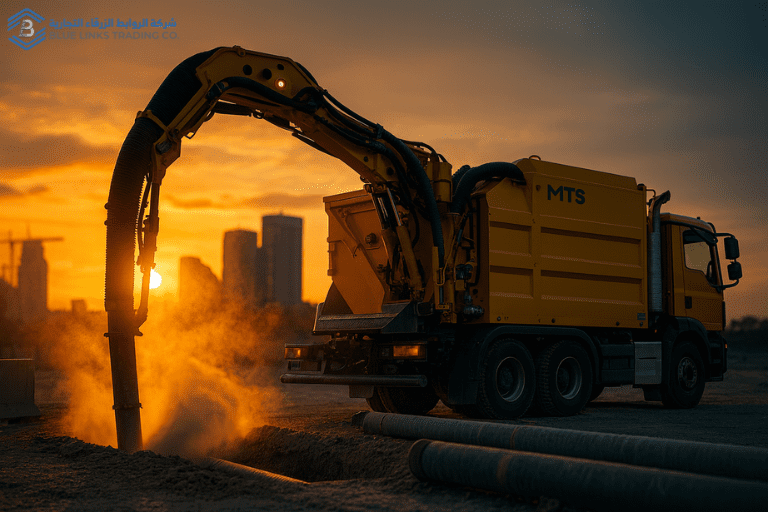 شاحنة حفر بالشفط من نوع MTS تعمل في مشروع بنية تحتية سعودي.
