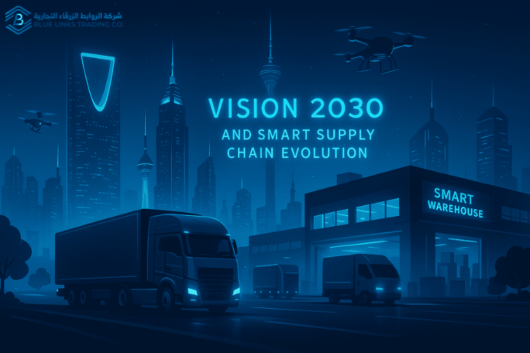 مشهد مستقبلي لمدينة الرياض ضمن رؤية 2030 بمراكز لوجستية ذكية.