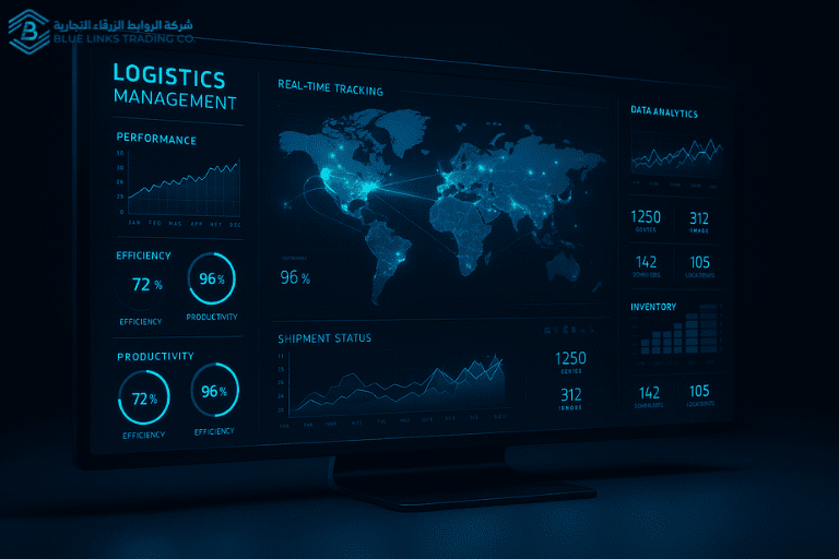 لوحة تحكم رقمية لإدارة اللوجستيات وسلاسل الإمداد في الوقت الفعلي.