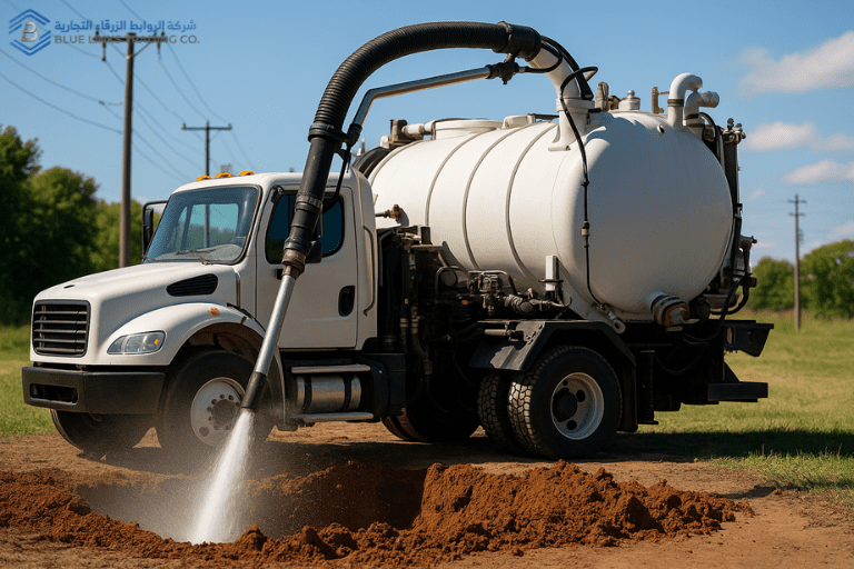 شاحنة حفر بالضغط المائي ترش الماء عالي الضغط لتفتيت التربة.
