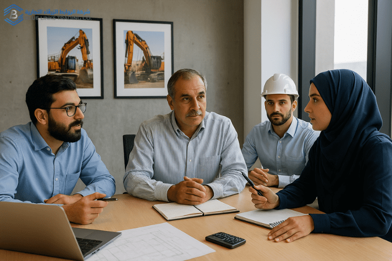 فريق شركة الروابط الزرقاء للتجارة يقدم استشارة فنية لمشاريع البنية التحتية في السعودية.