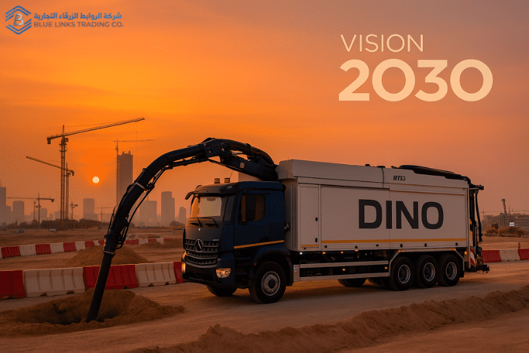 MTS DINO suction excavator operating at a Saudi infrastructure site under Vision 2030 development.