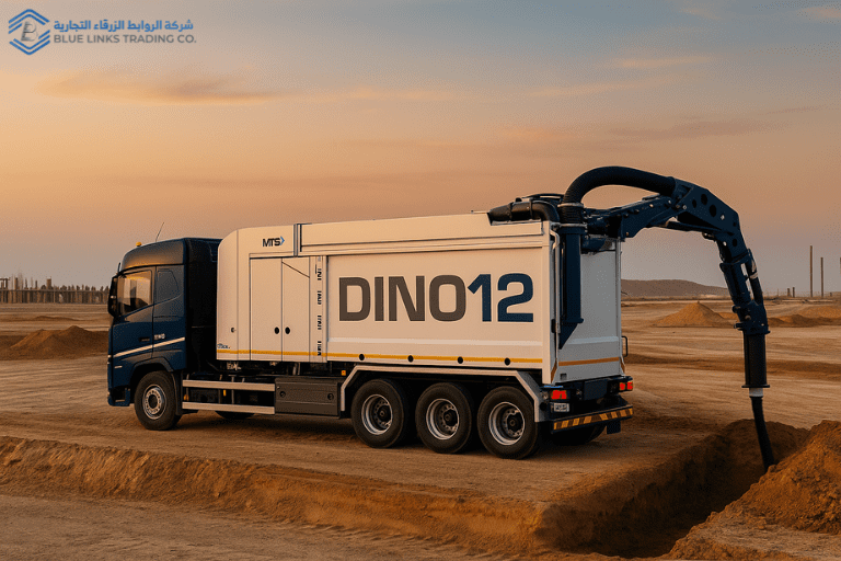 MTS DINO12 suction excavator deployed on a large-scale infrastructure site in NEOM, Saudi Arabia.