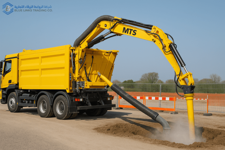 MTS suction excavator removing soil using high-pressure air in a controlled excavation zone.