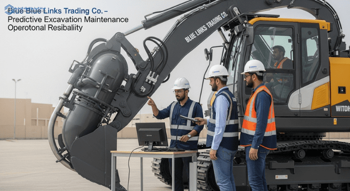 Blue Links Trading Co. team inspecting MTS suction excavator for predictive maintenance integration.