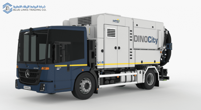 Compact DINOCITY suction excavator designed for narrow urban streets and fiber network excavation.