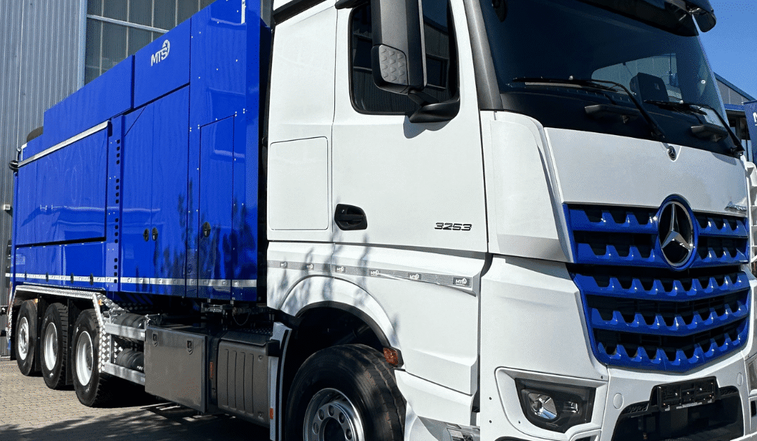 MTS suction excavator mounted on a Mercedes-Benz chassis, designed for high-efficiency non-destructive excavation in Saudi infrastructure projects. Suction Excavation in Saudi Railway Projects