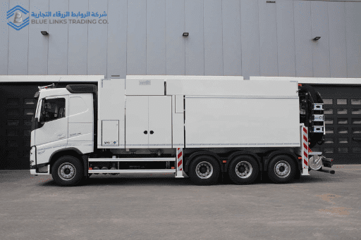 Side view of MTS DINO 12 suction excavator showing chassis and equipment layout