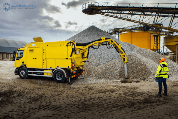 DINOCITY suction excavator operating in material handling and aggregate excavation site