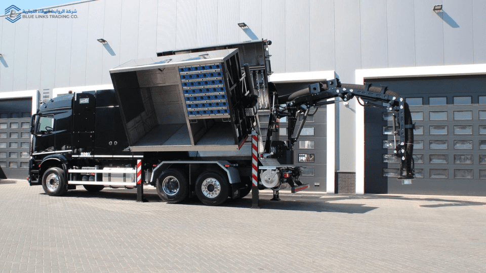 Close-up of the suction arm and intake head of the MTS DINO 8 suction excavator