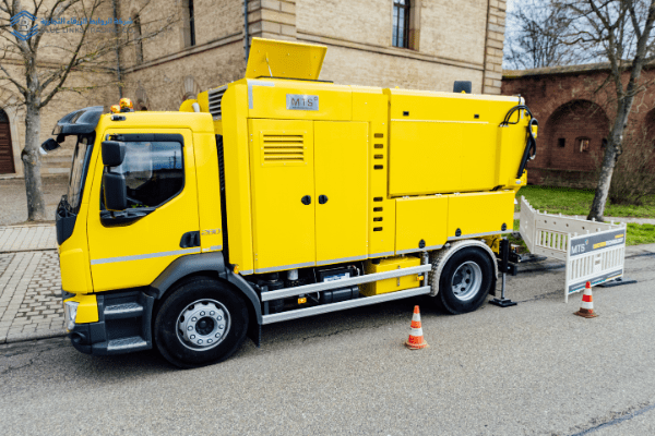 DINOCITY suction excavator positioned for urban excavation readiness