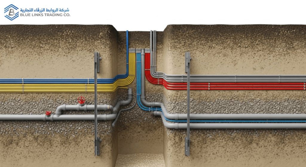 تسريب بسيط قد يعطل الشبكة: الحل الآمن هو الحفر بالشفط مفهوم الحفر غير التدميري مع الحفاظ الكامل على شبكات المياه والصرف الصحي