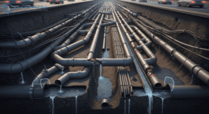 High-risk excavation near live water and wastewater pipelines in a dense urban area