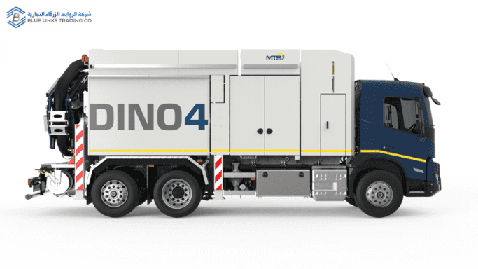 DINO 4.5: Precision Suction Excavation Without Chaos Rear view of the DINO 4.5 suction excavator highlighting the articulated suction arm used for precise and controlled excavation tasks.