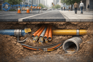 عدم تطابق مخططات المرافق الأرضية مع الواقع الفعلي في مشاريع الطرق