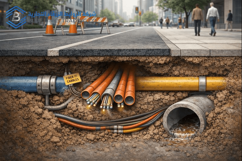 عدم تطابق مخططات المرافق الأرضية مع الواقع الفعلي في مشاريع الطرق