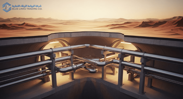 تجنب كسر خطوط النفط: الحفر بالشفط في السعودية شبكة أنابيب نفطية تمر أسفل التربة في بيئة صحراوية