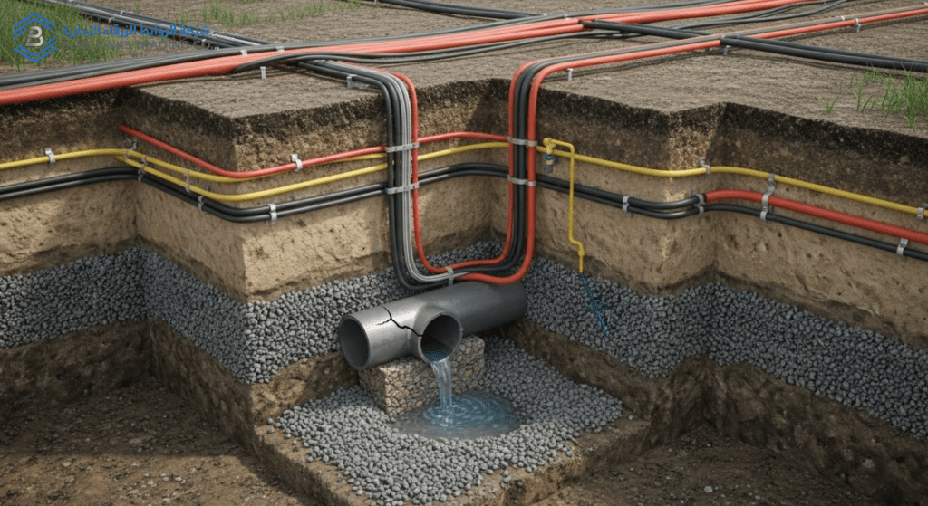 تسريب بسيط قد يعطل الشبكة: الحل الآمن هو الحفر بالشفط كشف وإصلاح تسريب في خط مياه باستخدام أسلوب الحفر غير التدميري