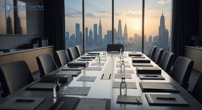 قرار حفر واحد قد يعرض المشاريع في السعودية لمخاطر جسيمة غرفة اجتماعات تنفيذية فارغة تطل على مدينة سعودية، ترمز إلى اتخاذ القرار على مستوى الحوكمة.