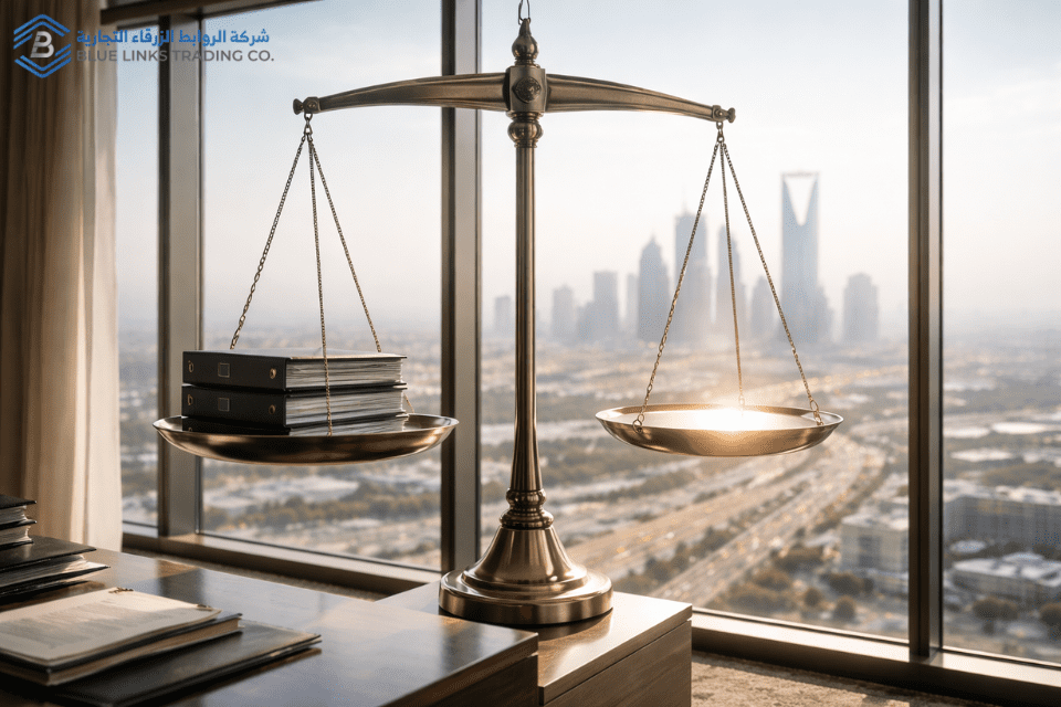 Excavation Now Demands Saudi Board Oversight Suspended balance scale symbolizing governance weight over infrastructure decisions.