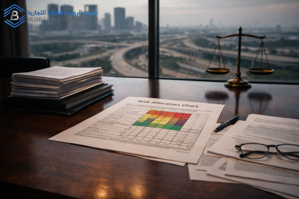 Excavation Strategy: Financial Exposure & Delay Risk Contract documents and risk allocation charts in a governance review setting.