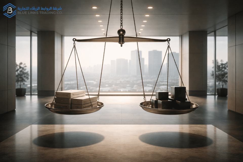 مخاطر قرار الحفر المالية: الثمن الخفي للتأخير ميزان معلق يرمز إلى توزيع المخاطر الرأسمالية في قرارات البنية التحتية.