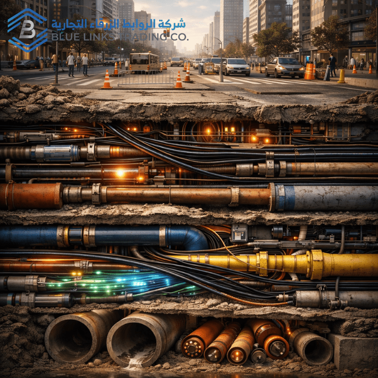 Dense underground infrastructure networks increasing excavation risk.