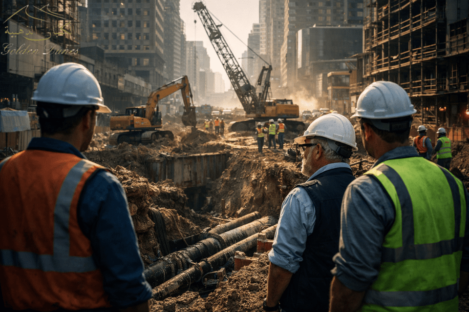 Complex urban infrastructure environment showing fragile project continuity under uncertainty