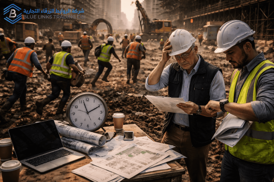 Construction team under time pressure starting work without full preparation