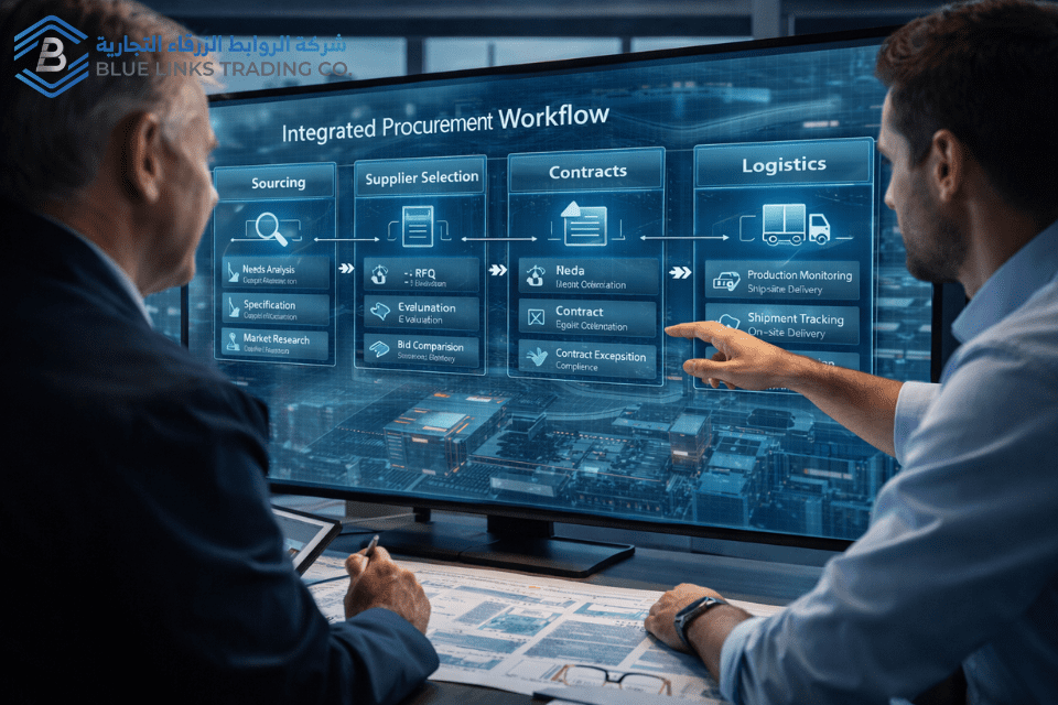 نظام تدفق التوريد الذي يربط بين المصادر والعقود والتسليم