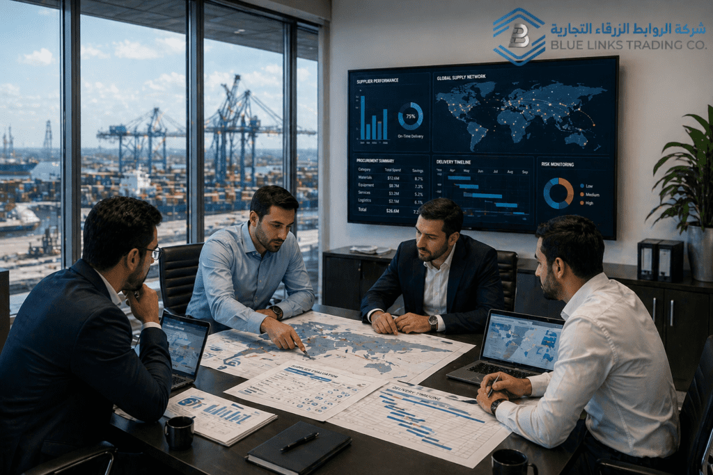 Procurement and logistics teams collaborating in a corporate meeting environment