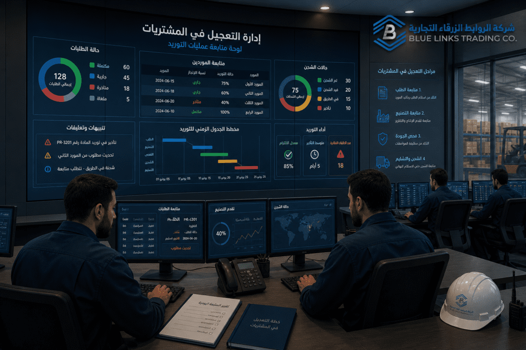عملية التعجيل في المشتريات مع تتبع الموردين والتحكم في التسليم