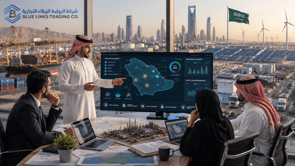 Local sourcing and procurement operations supporting Saudi Vision 2030 goals