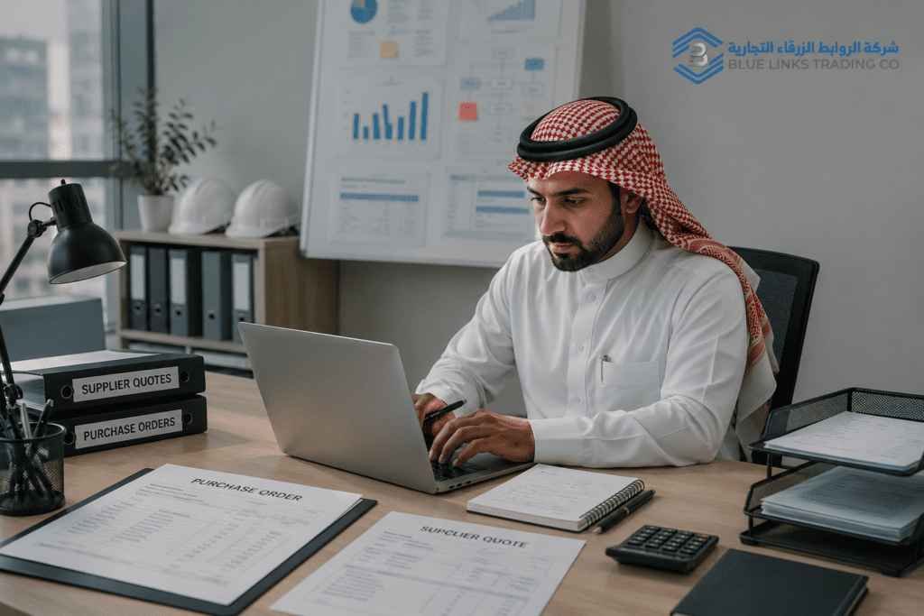 Purchasing officer managing purchase orders and supplier quotes