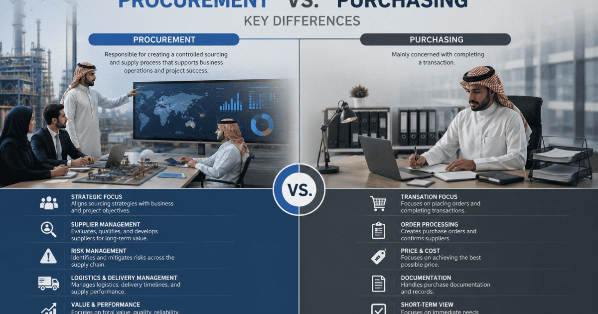 Key differences between procurement and purchasing in project delivery